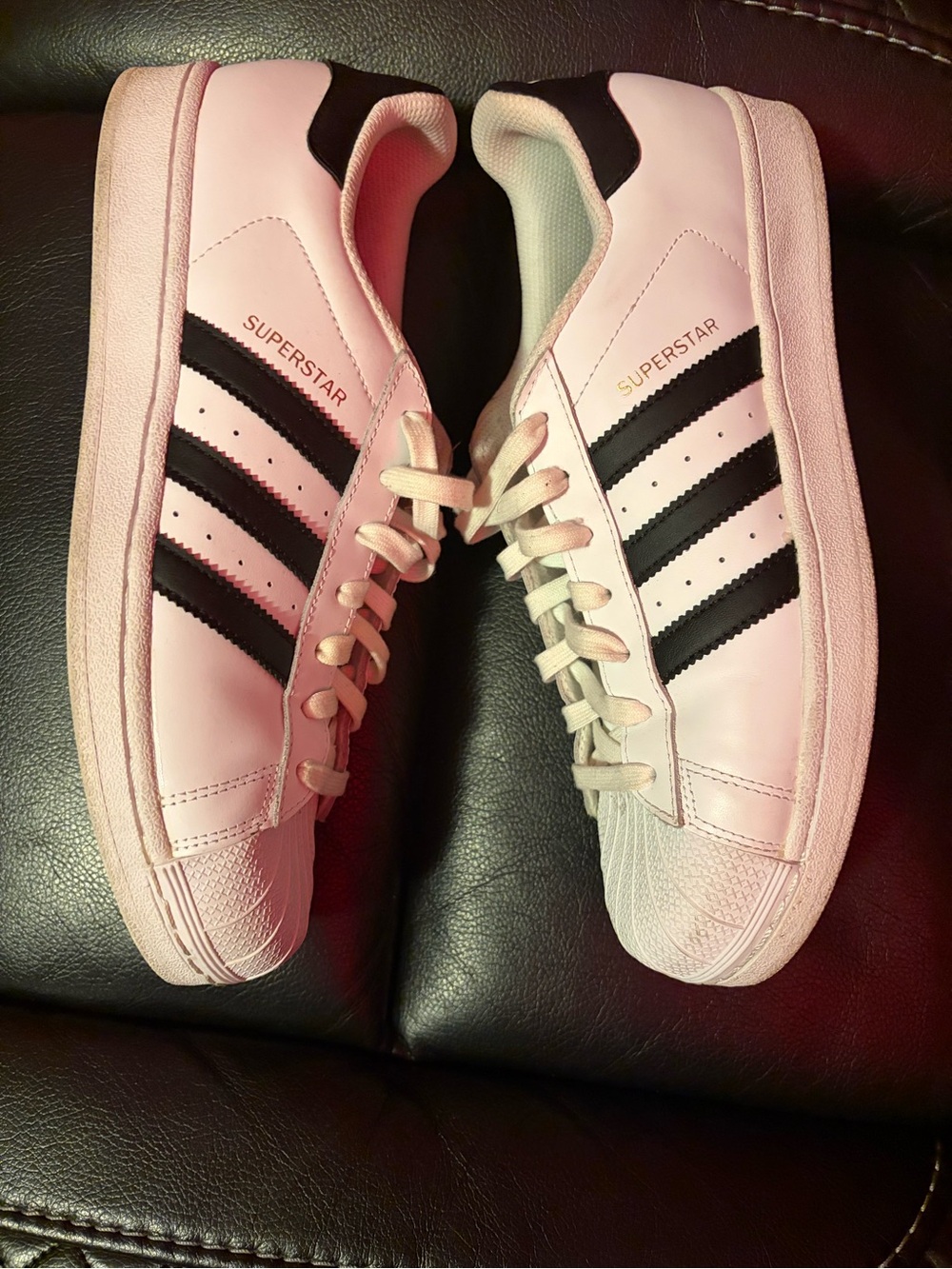 adidas Pink and Black Superstar Low-Top Sneakers